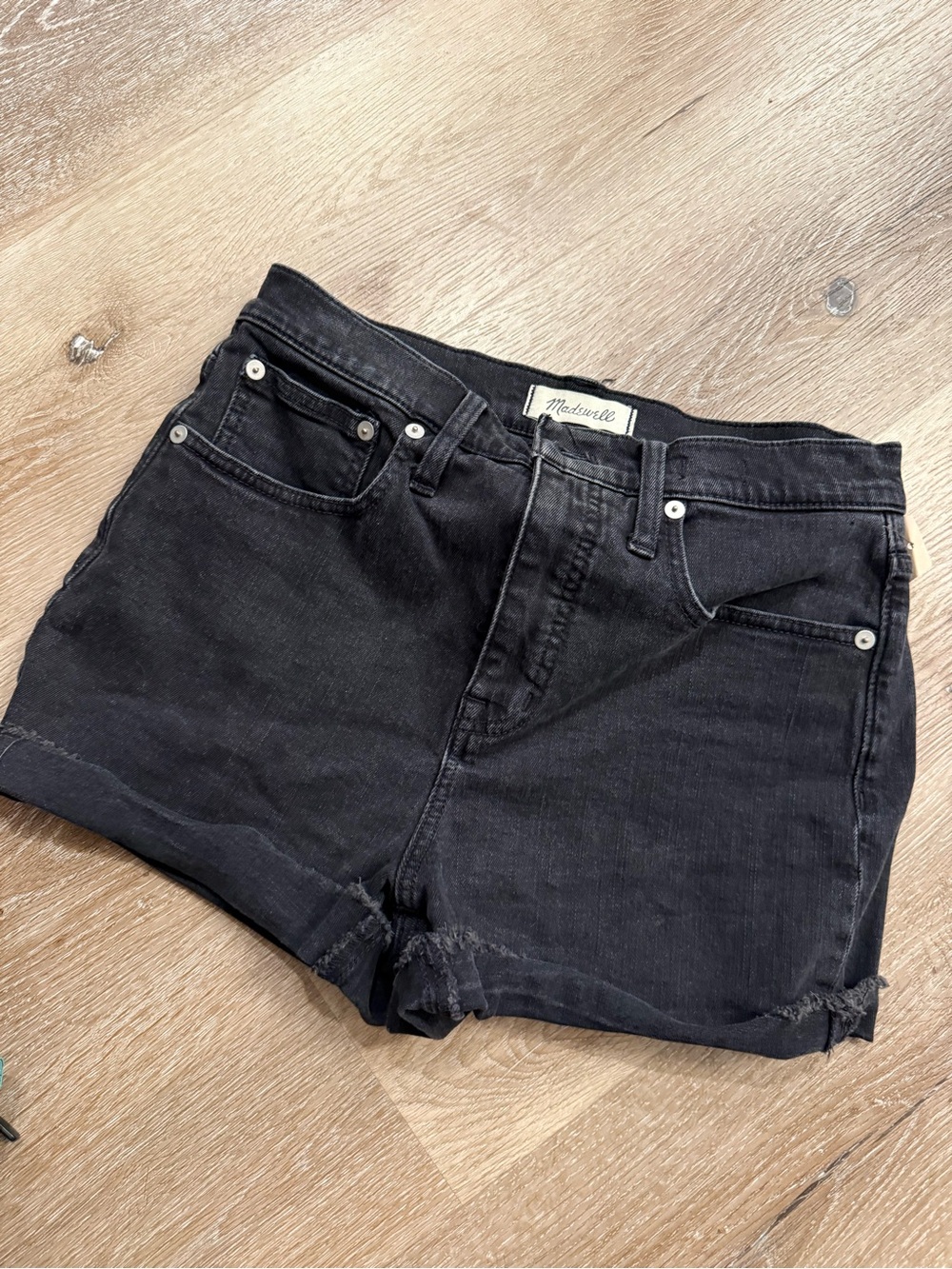 Madewell Black High-Rise Cutoff Denim Shorts